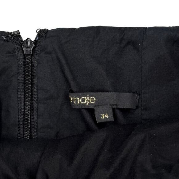 MAJE Wool Blend Check Plaid Mini Skirt Sz XS Lambskin Leather Trim - Picture 5 of 8